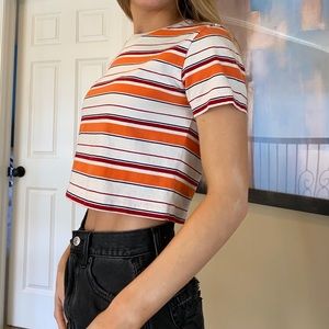 pacsun- brandy melville orange striped tee
